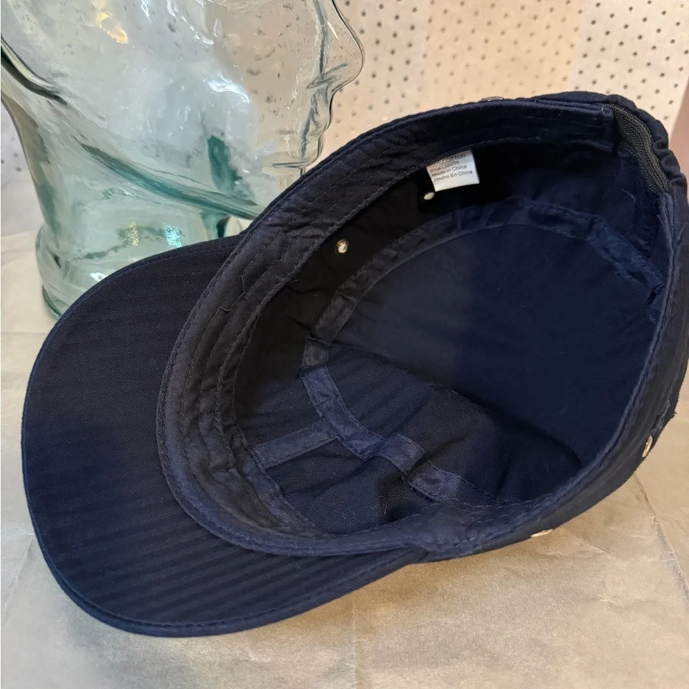 Military Style Cap Hat Pyramid Studs Cotton Navy